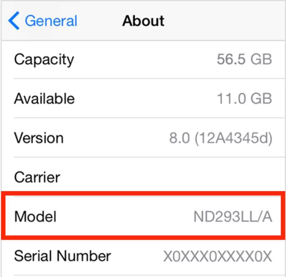 nomor model iPhone N